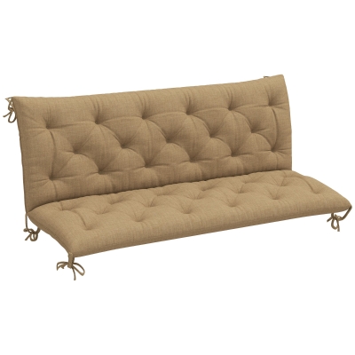 Outsunny 3-Seater Bench Cushion with Back Light Khaki