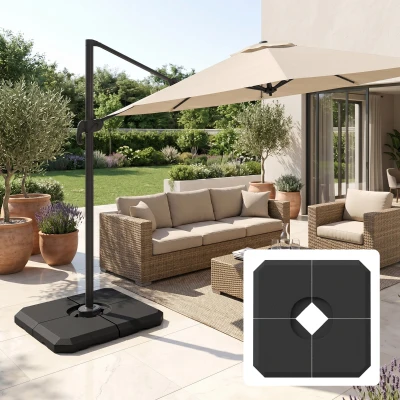 Outsunny Base Ombrellone a Braccio Riempibile con Acqua o Sabbia