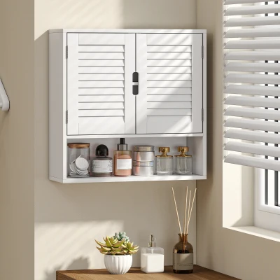 HOMCOM Wall-Mounted Bathroom Cabinet with Shelves White