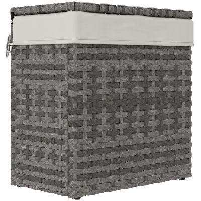 Outsunny Contenitore da Giardino in Rattan con Tessuto Grigio