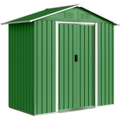 Outsunny Metal Garden Storage Shed Green 6.5x3.5ft