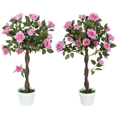 Artifical Rose Tree 18cmx18cmx90cm Purple and Green