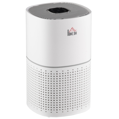 HOMCOM Purificador de Ar HEPA, Ionizador, CADR 225m³/h, Modo Silencioso, 50W, Temporizador, 4 Velocidades - Dim. 22L x 22l x 36H cm - Branco