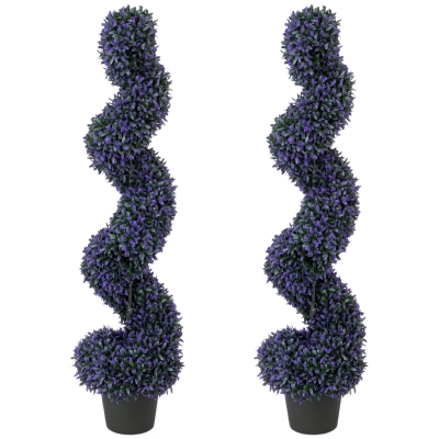 HOMCOM Set of 2 Artificial Boxwood Topiary Trees 120cm Green