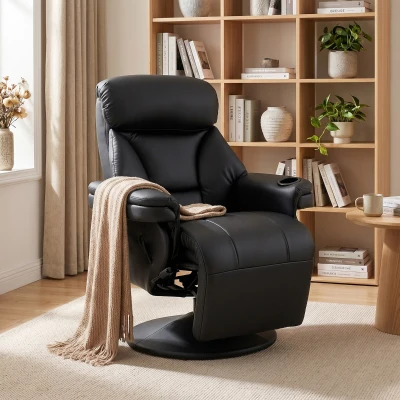 HOMCOM Recliner Armchair Upholstered Adjustable Footrest Black