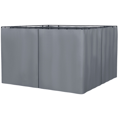 Outsunny Gazebo Curtains 4-Panel Zipper Dark Grey 3x3m