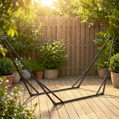 Outsunny Support Hamac Acier Pliable Réglable 290cm Noir