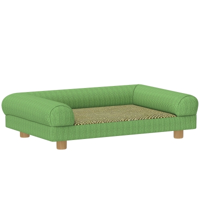 PawHut Canapé Surélevé Velours Vert 63x41x17cm Chien Chat
