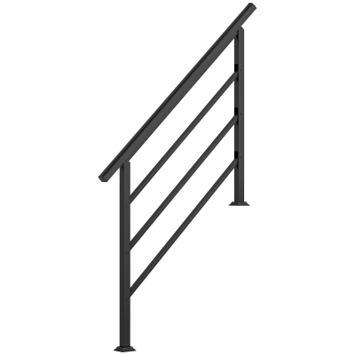 Outsunny Barandilla de Escalera 131 cm Pasamanos para Escalera con Kit de Instalación Ángulo Ajustable para 1-4 Escalones Negro