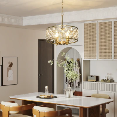 HOMCOM Crystallite Four-Bulb Chandelier Gold-Tone