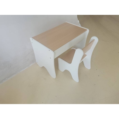 AIYAPLAY Conjunto Mesa Infantil com Cadeira Gaveta 3-8 Anos Bordas Arredondadas para Quarto Sala Creche Branco