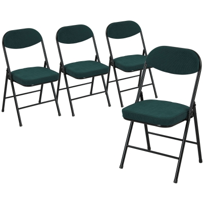 HOMCOM Folding Fabric Chairs Set of 4 Steel Frame Blue