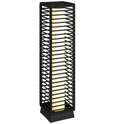Outsunny Lanterne Solaire Résine Tressée 68cm Noir