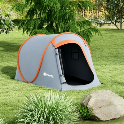 Outsunny Tente Camping 2-3 Pers Gris avec Sac Transport
