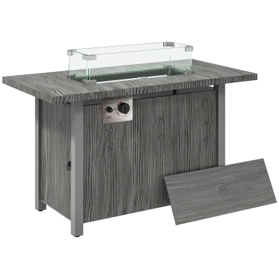 Outsunny Gas Fire Pit Table 50,000 BTU with Cover Grey