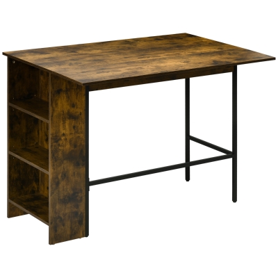HOMCOM Klappbarer Bartisch mit 3 Regalen im Industrie Design 120 cm x 76 cm x 91,4 cm Braun
