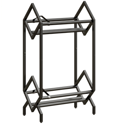 HOMCOM 2-Tier Metal CD Storage Rack Free Standing Black