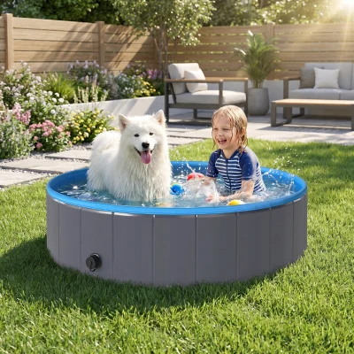 PawHut Faltbarer Hundepool für Große und Mittelgroße Hunde, mit Anti-Rutsch-Boden für Enten, Innen- und Außen, 120x30cm
