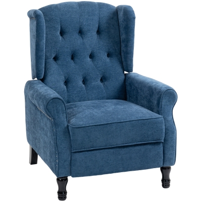 HOMCOM Vintage Reclining Armchair with Footrest Royal Blue