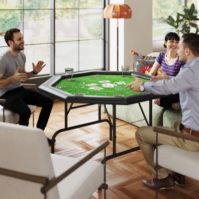 SPORTNOW Folding Poker Table Octagon Green 8 Player