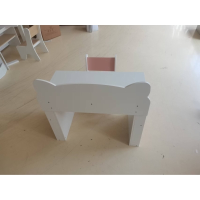 AIYAPLAY Conjunto Mesa Infantil com Cadeira Estante Lateral 3-8 Anos Gaveta Design com Orelhas de Raposa Branco