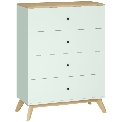 HOMCOM 4 Drawer Storage Cabinet Bedroom Oak Light Green