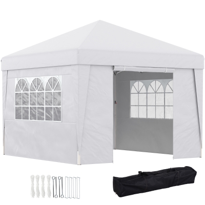 Outsunny Gazebo Pieghevole 3x3m con Altezza Regolabile Bianco