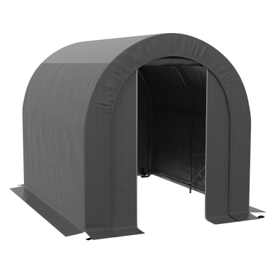 Outsunny Abri de Jardin 2,4x1,8m PE Métal Gris Foncé