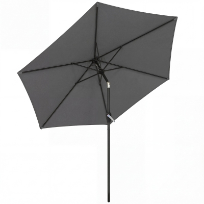 Outsunny Sonnenschirm 270 cm knickbar Balkonschirm mit Kurbel UV 50+ Gartenschirm Dunkelgrau