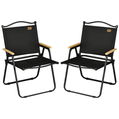 Outsunny Set 2 Sedie per Esterni Pieghevoli con Braccioli Nero