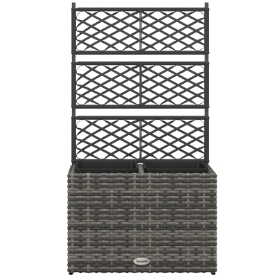 Outsunny Fioriera con Grigliato con 2 Vasi in Rattan PE Grigio