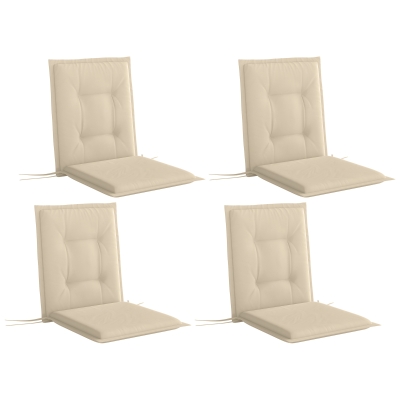 Outsunny 4er Set Sitzkissen 108 x 50 x 5 cm Stuhlkissen mit Bändern, Outdoor Indoor Sitzauflage Beige