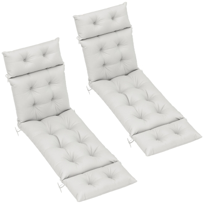 Outsunny Lot 2 Coussins Chaise Longue 190x56x10cm Gris Clair