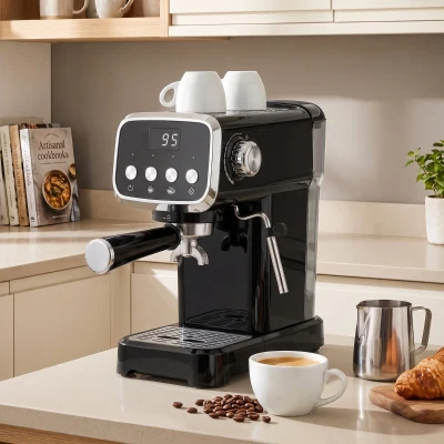 HOMCOM Espresso Machine 20-Bar Frother 1.2L Tank Black
