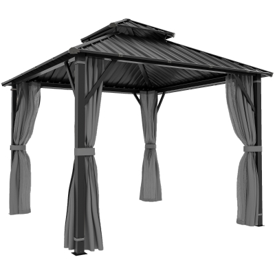 Outsunny Hardtop Gazebo Metal Roof Grey 3x3m