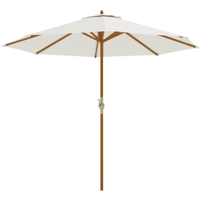 Outsunny Holz Sonnenschirm Holzschirm Gartenschirm Balkonschirm 2,5m Creme
