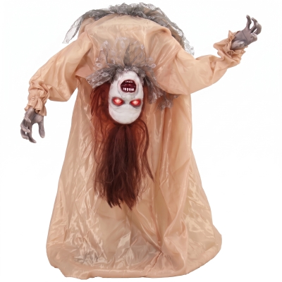 HOMCOM Halloween Animatronic Ghost Sound-Activated Glowing Eyes