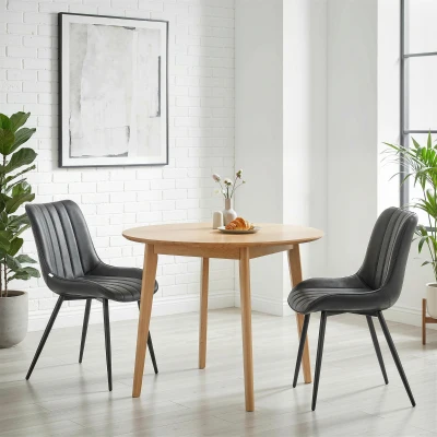 HOMCOM Chaises Modernes Noires Lot de 2 Salle à Manger Capitonnées