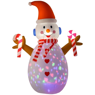 HOMCOM 8ft Inflatable Snowman with Rotating Lighted Decor