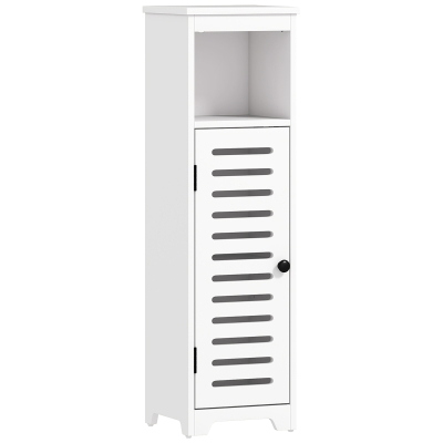 HOMCOM Móvel para casa de banho, armário de casa de banho 4 níveis  porta persiana, prateleira aberta, 22x20x75cm, branco