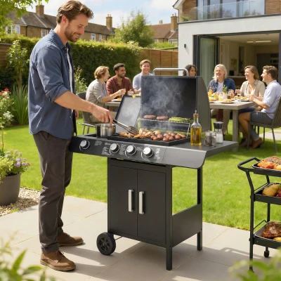 Outsunny Barbecue a gas 110cm x 50cm x 100cm Nero