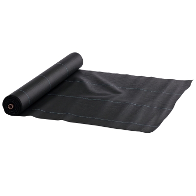 Outsunny Malla Geotextil 2x100 m Malla de Jardín contra Malas Hierbas 60 g/m² Rollo de Malla Antimaleza Negro