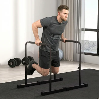 SPORTNOW Set 2 Barre per Dip Altezza Regolabile in Acciaio Nero