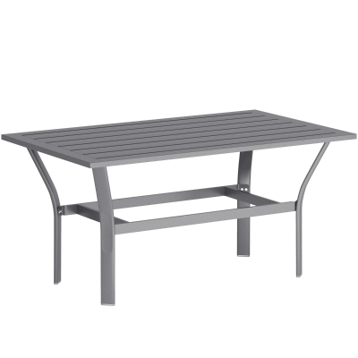 Outsunny Beistelltisch Metall Balkontisch mit Lamellendesign wetterfest Kaffeetisch Gartentisch 91,5 x 55 x 45 cm Dunkelgrau