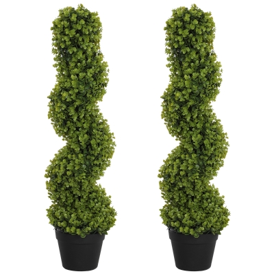 HOMCOM Conjunto de 2 Planta Decorativa, Plantas Artificiais em Vasos, Plantas Artificiais para Casa, Interior, Exterior, 90 cm, Verde