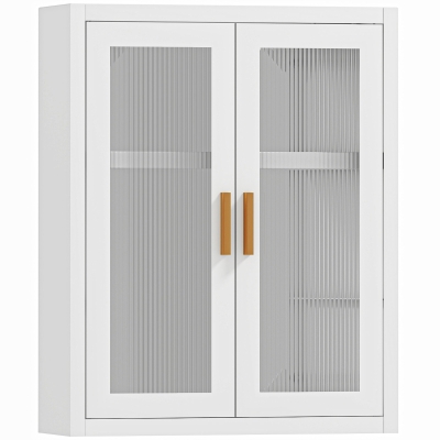 HOMCOM Armario de Baño de Pared Mueble de Baño Colgante Moderno con Estante Ajustable Puertas de Acrílico Blanco