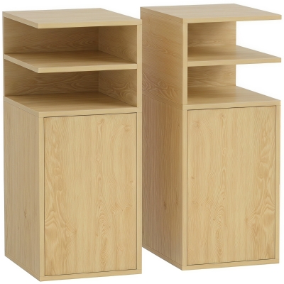 HOMCOM Narrow Bedside Cabinet Set of 2 Oak Bedroom