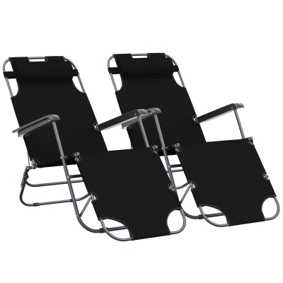 Outsunny Chaises Longues Pliantes Relax Jardin Lot de 2
