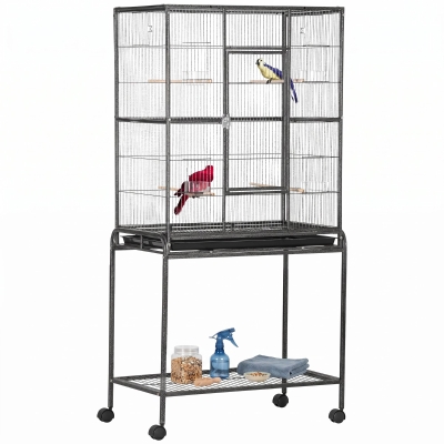 PawHut Large Bird Cage with Stand & Storage Shelf 81x48x162.5cm