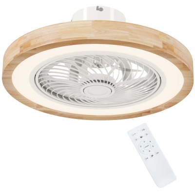 HOMCOM Ventilateur Plafond Lumière Télécommande 6 Vitesses Marron